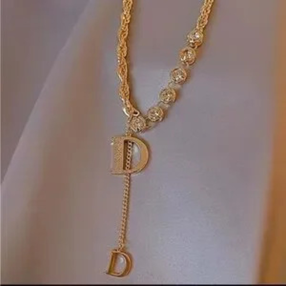 Anthropologie D Famous Gold Necklace with Crystal Accents